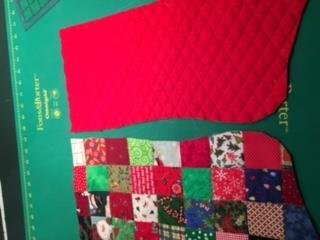 Step 4 Use the same stocking templet and cut out the top of your stocking from the quilt