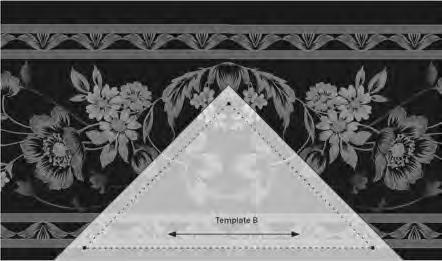 To mark the two different designs, use two colors on the same template or make a second template. Fabric 7. Using Template A, cut a total of 40 triangles from the 4¼" strips. Fabric 8.