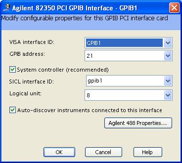 two GPIB Cards, GPIB1. Click the Change Properties button.