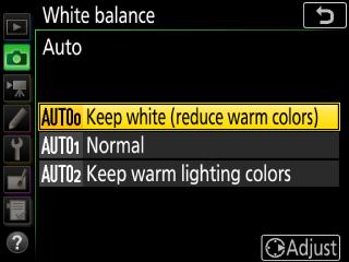 colors) or preserved by selecting  AUTO 0 Keep white