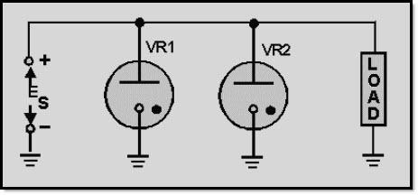 3.2.6.3.2 VR Tubes Connected in Parallel One might expect that connecting VR tubes in parallel as shown in figure 3-47 would increase the current handling capacity of the network.