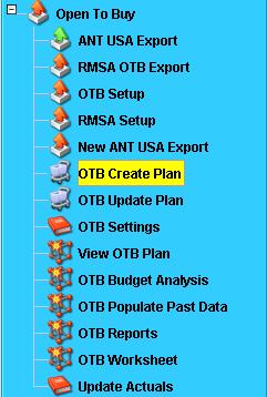 Create OTB Plan Purpose: To create a plan for the year and populate past data to update the current plan in the system.