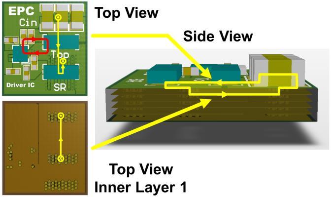 The high voltage lateral GaN transistor in a Land Grid Array (LGA) package has a major packaging advantage because all of the connections are located on the same side of the die, as shown on the