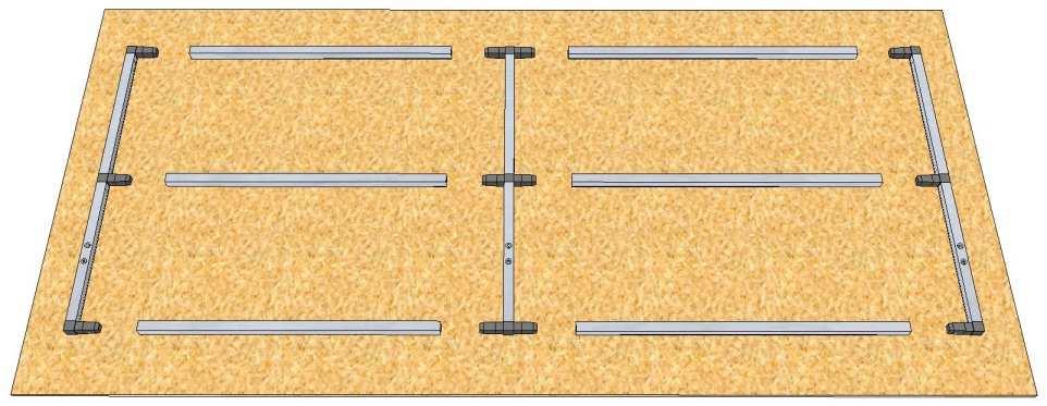 Arrange the awning frame parts as shown below.
