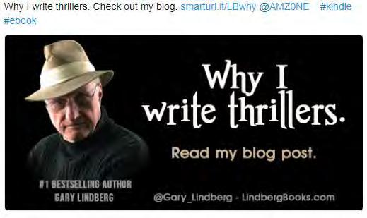 In the Tweet directly above, the message is Why I write thrillers. Check out my blog.