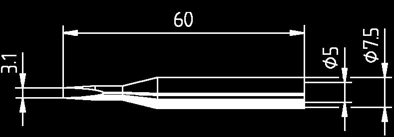 1 mm ø ERSADUR, chisel-shaped, 2.6 mm ERSADUR, angled face, 45, 3.