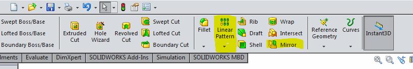 Circular Pattern To make creating a circular pattern easier we will turn on axes Click the glasses dropdown at the top of the workspace Select the view temporary axes