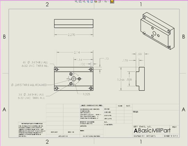 Features Drawing Dimensions Hole Callouts Section Views