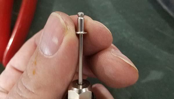 Pull rivet the bttm fur hles Use #4 (1/8 inch) pull rivets.