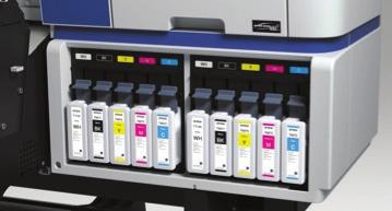 The SC-S70600 is sold as an 8 or 10 colour model. The 8 colour model s cartridge loading area has 1 set of CMYKLcLmLkOr Epson UltraChrome GSX cartridges.