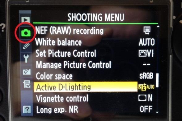 5.1.1.2.4 Active D-Lighting (Shooting Menu) Desired setting = AUTO.