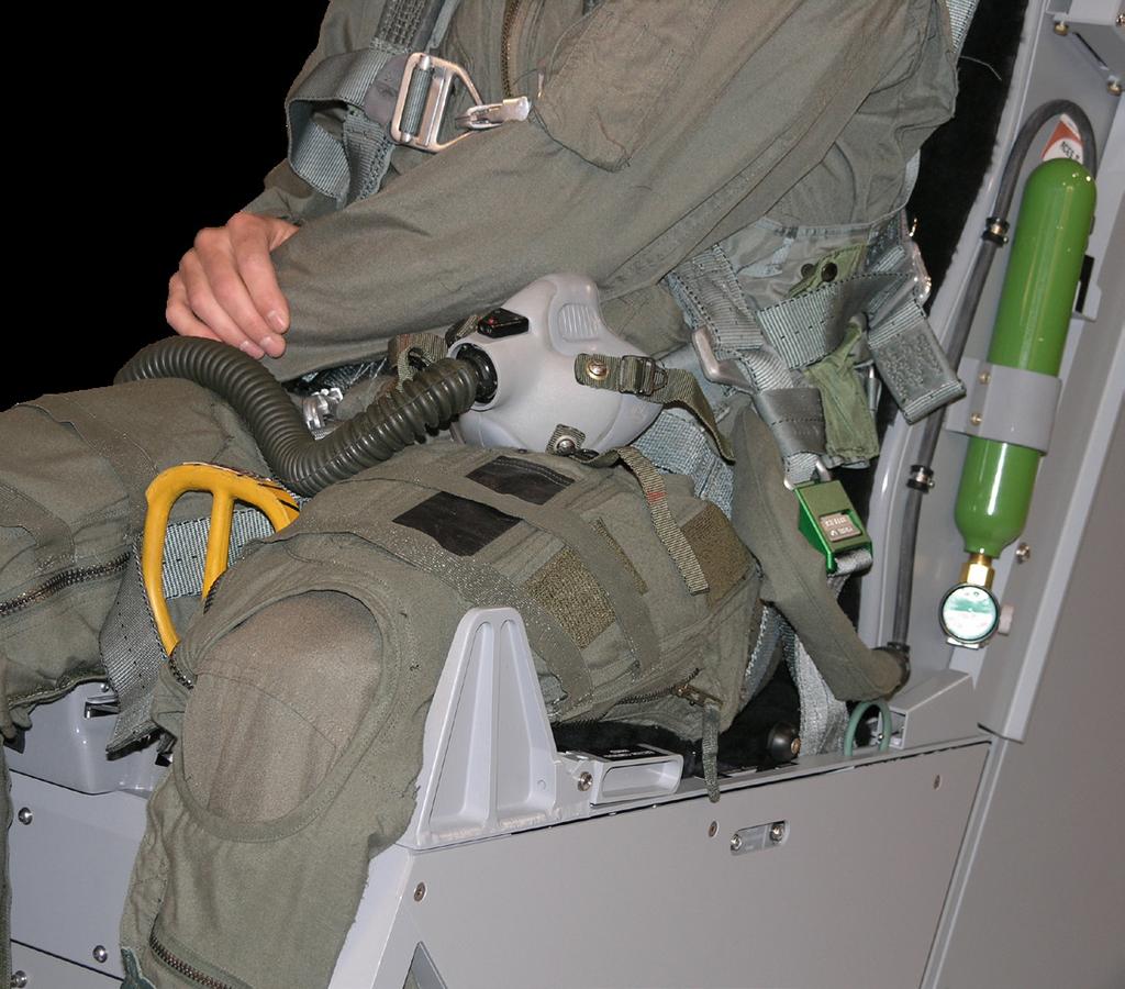 Valves on board the cockpit provide direct connection to crew g-suit ensembles.