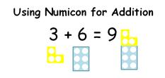 Remove the lower number to get your answer. Select the appropriate numicon tiles.