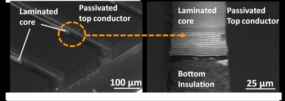 Microfabricated Inductors with highly-laminated metallic cores Hybrid