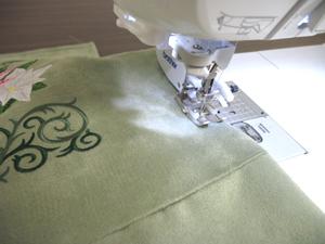 Sew a 1/4 inch seam along the opening and a 1/2 inch seam around the