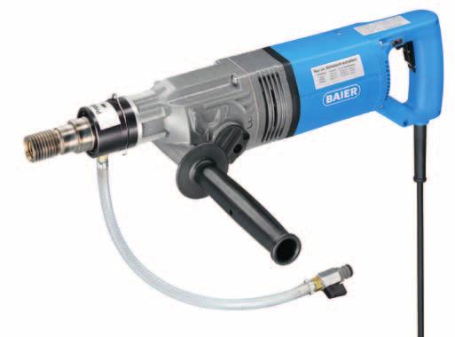 Electronics for a smooth start and a LED light for optimal drilling efficiency Wet core drilling machine for drill stand and hand guided core drilling in hard stone from Ø 30 mm up to 180 mm Low