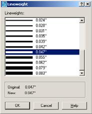 The following are instructions for assigning Lineweights to Layers. FIRST YOU NEED TO CHANGE THE LINEWEIGHT SETTINGS BOX. 1. Select Format / Lineweight. a. Select Inches or millimeters. b.