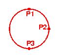 Specify the 3 points (P1, P2 and P3) on the circumference. The Circle will pass through all three points.