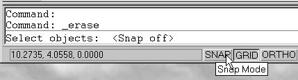 The icon is a picture of an eraser at the end of a pencil.) The message Select objects is displayed in the command prompt area and AutoCAD waits for us to select the objects to erase. 2.