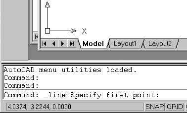 1-4 AutoCAD LT 2002 Tutorial Using the Line command 1. Move the graphics cursor to the first icon in the Draw toolbar. This icon is the Line icon.