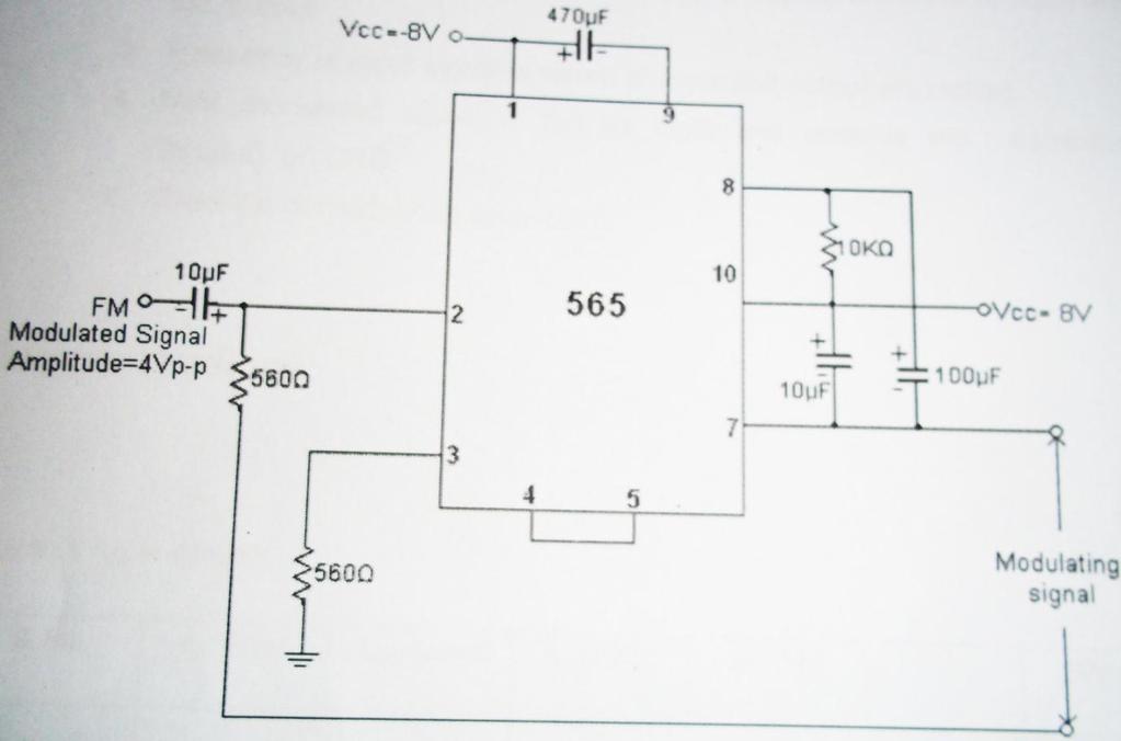 Fig: 3. FM Demodulator Circuit Sample Readings: Table: 1 S.NO.