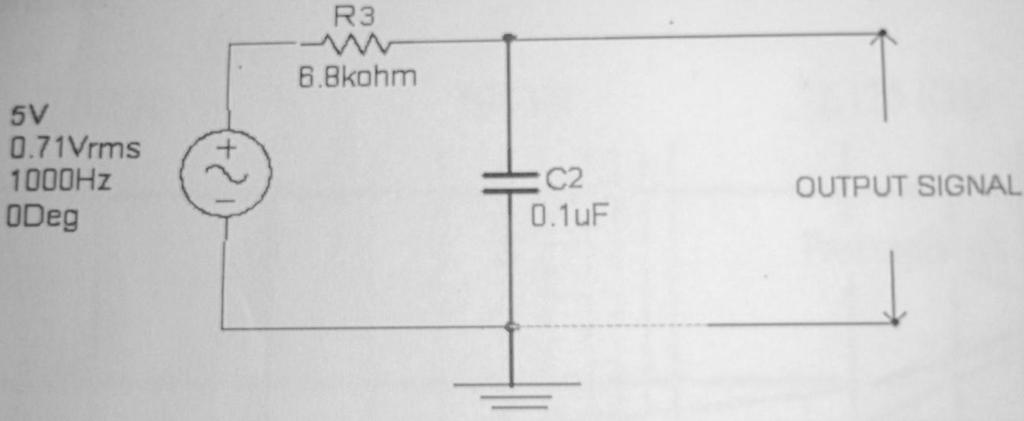 For De-emphasis: Fig: 2. De-emphasis Circuit Procedure: 1. Connect the circuit as per circuit diagram as shown in Fig.1. 2. Apply the sinusoidal signal of amplitude 20mV as input signal to pre emphasis circuit.