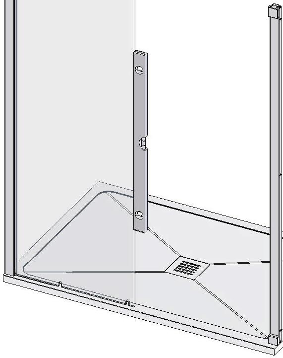 diensions. glass notches at this side VIEW - detail wedge X Push-In Channel CAREFULLY fit glass panel into slot in wallpost, ensuring panel is parallel to tray edge.