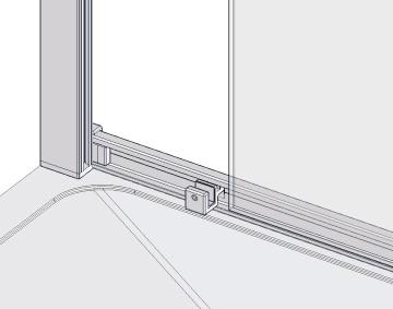 If necessary, the door can be adjusted fro the inside, by loosening the wheel screw/s (do not reove) and oving wheel/s up or down as shown, to achieve correct alignent.