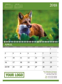 Standard Features One Month To View Wall Calendar Open Size: 425 x 297mm Closed Size: 210 x 297mm Postage