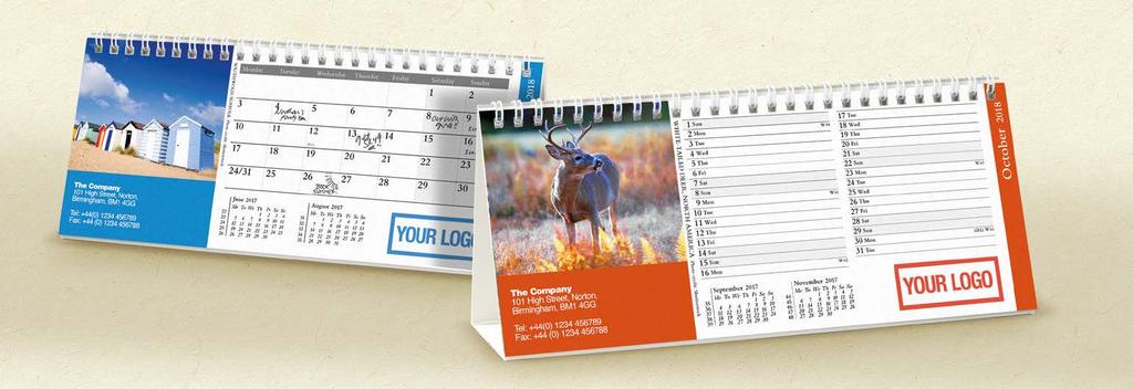 Small enough in size to place on a desk this calendar allows strong promotional opportunities and can be