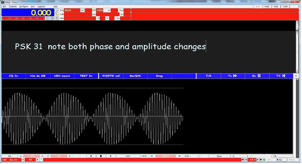 BPSK 31 time plot phase shifts
