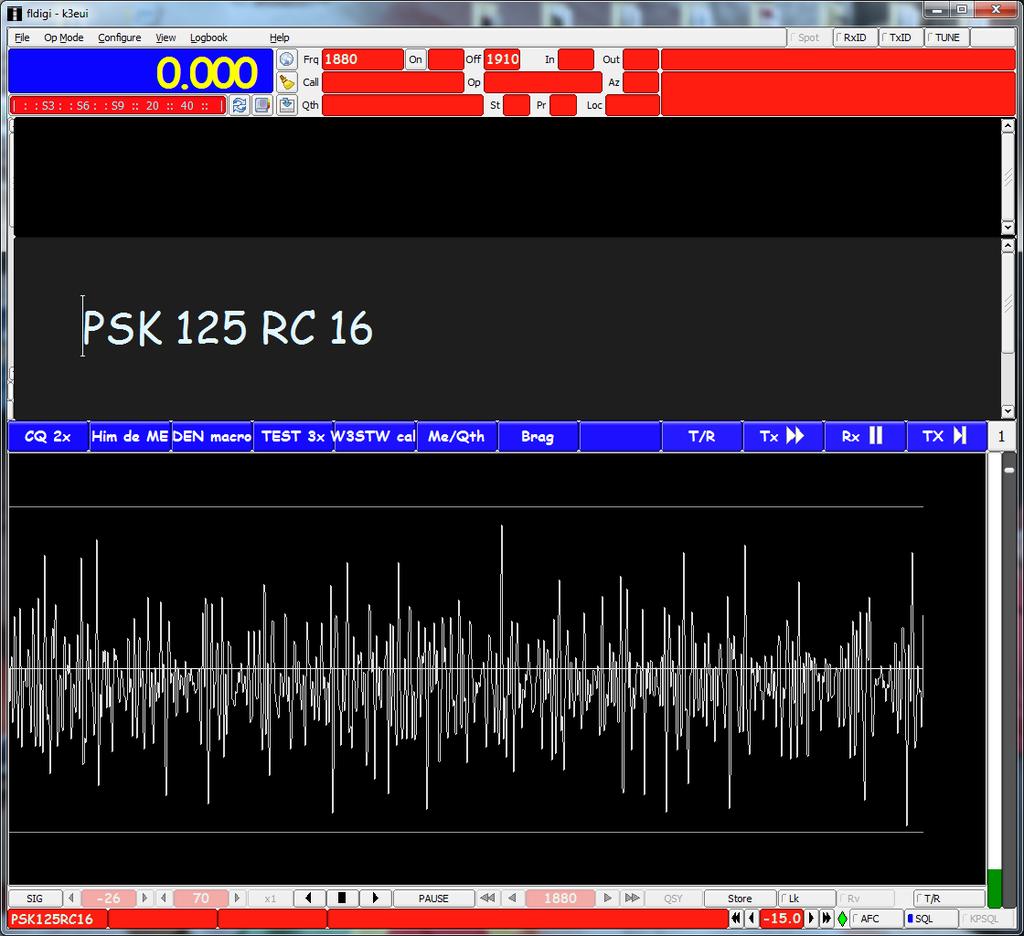 PSK125RC16 time plot 16 subcarriers, 125 baud each, 1760 wpm, 2750