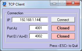 For the TCP client, check the TCP Client and the following window will be opened: Set the IP address (is the network address