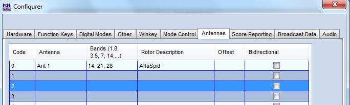 Setting Bands and Rotor Port can be obtained filters for antenna groups.