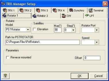 - Set Path for PstRotator. In PstRotator select TRX-Manager as Tracker and set Tracking to mode. VHFCtest4WIN There is nothing to be configured in VHFCtest4WIN to be interfaced with PstRotator.