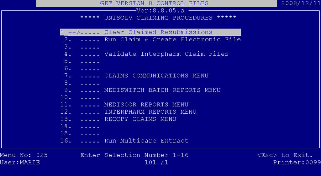 3.3 Batch Claiming 3.3.1 Introduction to Batch Claims The batch claims process consists of four easy steps: Clear resubmissions (This prevents the same script being submitted more than once) Running