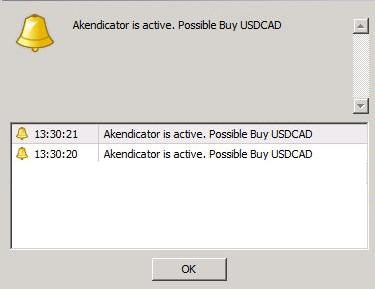Everytime AKENDICATOR takes action, you will be alerted with a message on your Metatrader graph. Remember that AKENDICATOR.