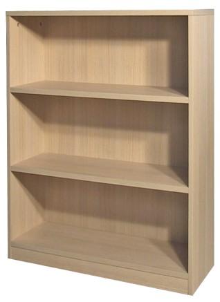 Exeter Contemporary Range Book Shelves These sturdy units are available in wood grain effect melamine faced HDP board; 18 backs, cam & dowel construction; wall hung units or floor units with integral
