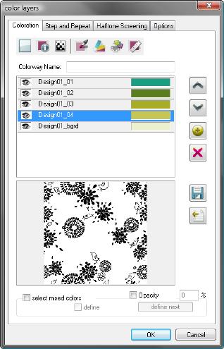 Coloration Tab The Coloration tab holds the main functions for Color Combine such as adding/removing layers and coloring the layers.