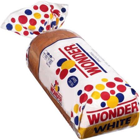 Left: Wonder Bread packaging Right: Polly Apfelbaum, Wonder bread, 1993, crushed synthetic velvet, fabric dye, 157 x 146 inches Find an image of the wrapper or