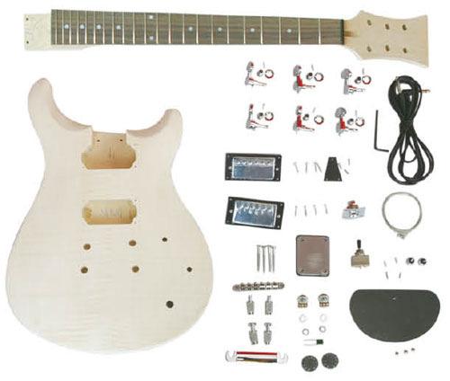 DIY GUITAR KIT SPR 01 Joint: Bolt-on Body: Basswood with Flamed Maple Top Neck: Maple Fingerboard: Rosewood Tuning Machines: