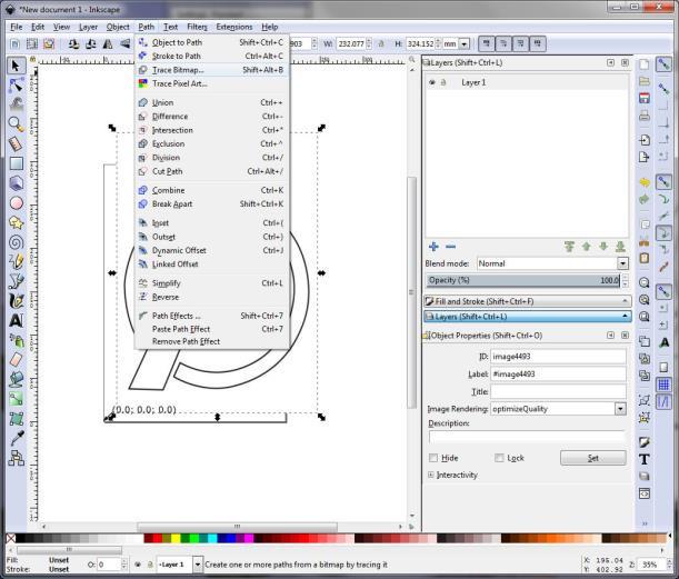Using Inkscape with Imported Graphics Step 4 Inkscape now knows where the edges are in your graphic.