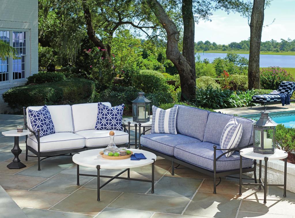 The comfort of deep seating is essential for any outdoor entertaining venue. offers an 83-inch sofa and a 64-inch love seat to accommodate any space.