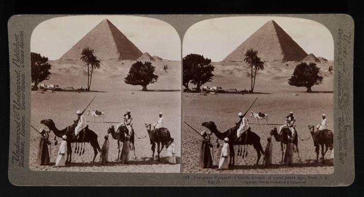 OpenStax-CNX module: m13784 2 The Great pyramid of Gizeh Figure 1: "The Great pyramid of Gizeh, a tomb of 5,000 years ago, from S.E. Egypt." Stereograph. NY: Underwood and Underwood, 1908.