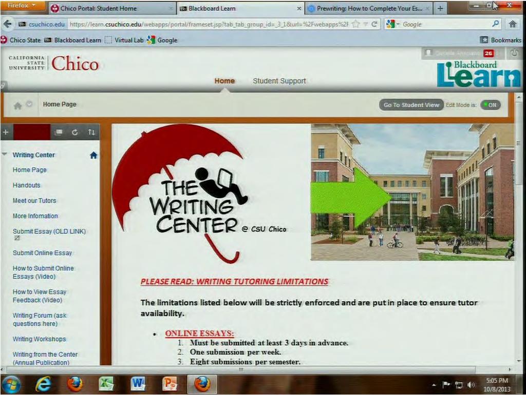 So if you click on the Writing Center there's this little pop up, and it'll tell you a little bit about it.