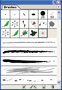 Page 12 of 15 Figure 4-13: Adding a floral brush to the Brushes palette Once you add brush symbols to your regular Brush palette, you can use them like any other brush shape.