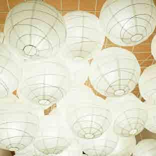Paper lanterns are an economical decor that creates a beautiful ambiance.