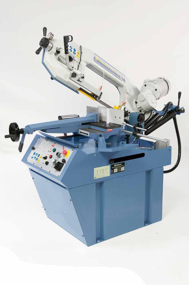 The MBS 300 DG PRO is a compact double mitre bandsaw, serially equipped with a device to change to manual mode.