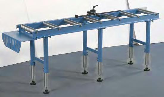 Roller tables with longitudinal fence RB-A-Serie Workpiece fence can be tilted into upright position, to be used on right or left side Height adjustable,