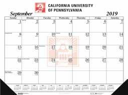 Imprinted Desk Pad Calendars All Desk Pad Calendars Include: 12 months, August 2019 - July 2020 (or choose your starting month) Calendar grid printed in black on white paper Printed on recycled 100%